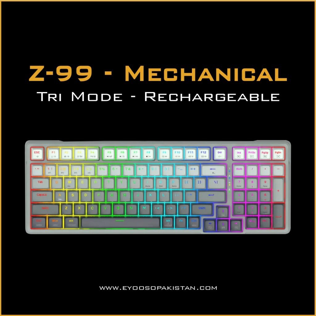 E-Yooso Z-99 Tri-Mode Mechanical Keyboard - Blue Switches - Gradient Black Gray