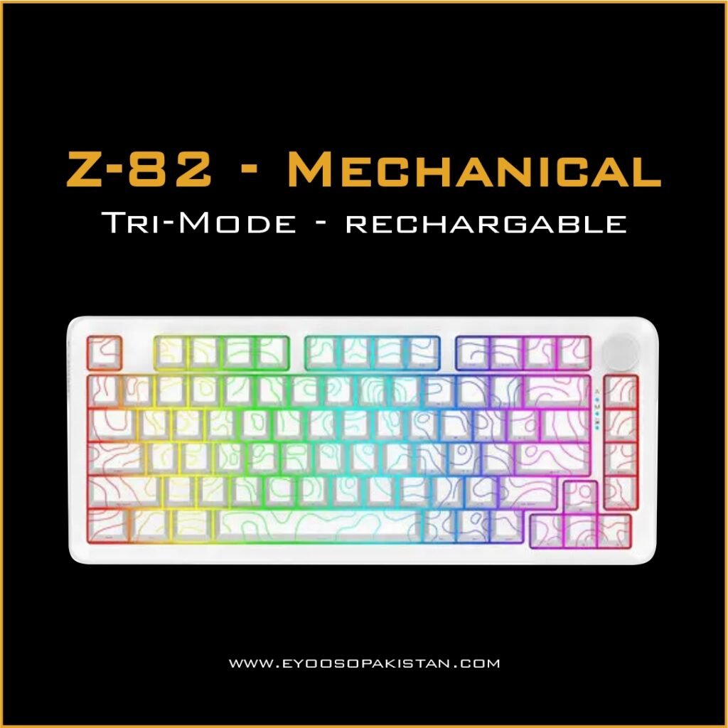 E-Yooso Z-82 Tri-Mode Mechanical Keyboard - Gray Switches- Contour White