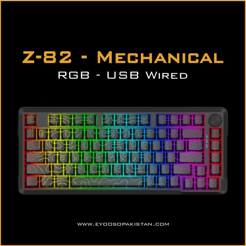 E-Yooso Z-82 Mechanical Wired Keyboard - Gray Switches- Contour Black