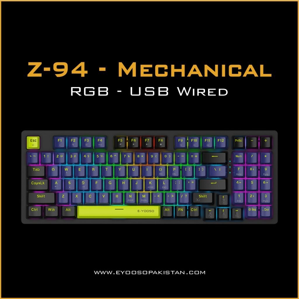 E-Yooso Z-94 Mechanical Wired Keyboard - Red Switches - Blue & Black