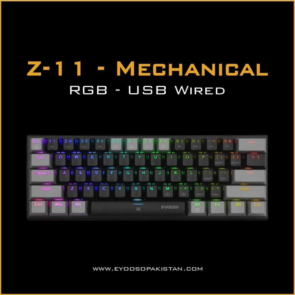 E-Yooso Z-11 Mechanical Wired Keyboard - Blue Switches - Black & Gray