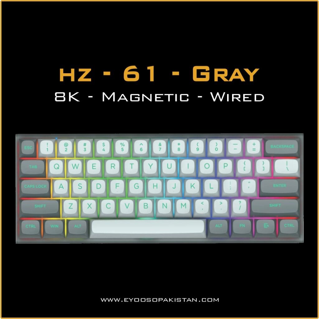 E-Yooso HZ-61 8K Magnetic wired Keyboard – Pink Switches – Gray & Light Gray