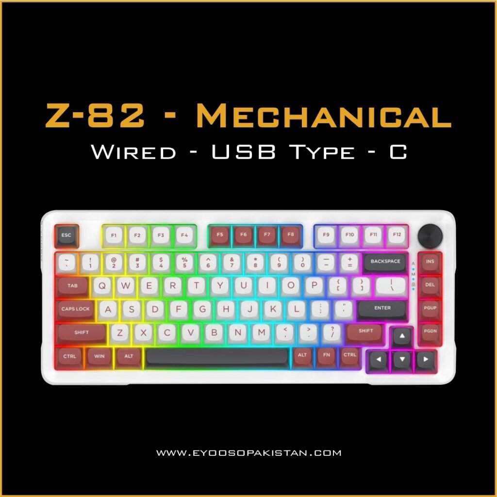 E-Yooso Z-82 Mechanical Wired Keyboard - Gray Switches- White Red Black